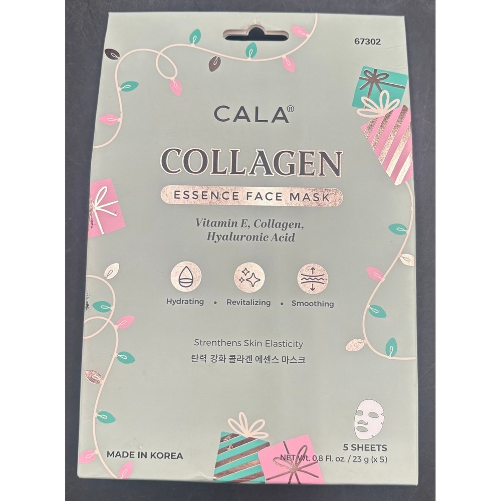 CALA Collagen Essence Face Mask 5 Sheets Vitamin E Hyaluronic Acid Korea New